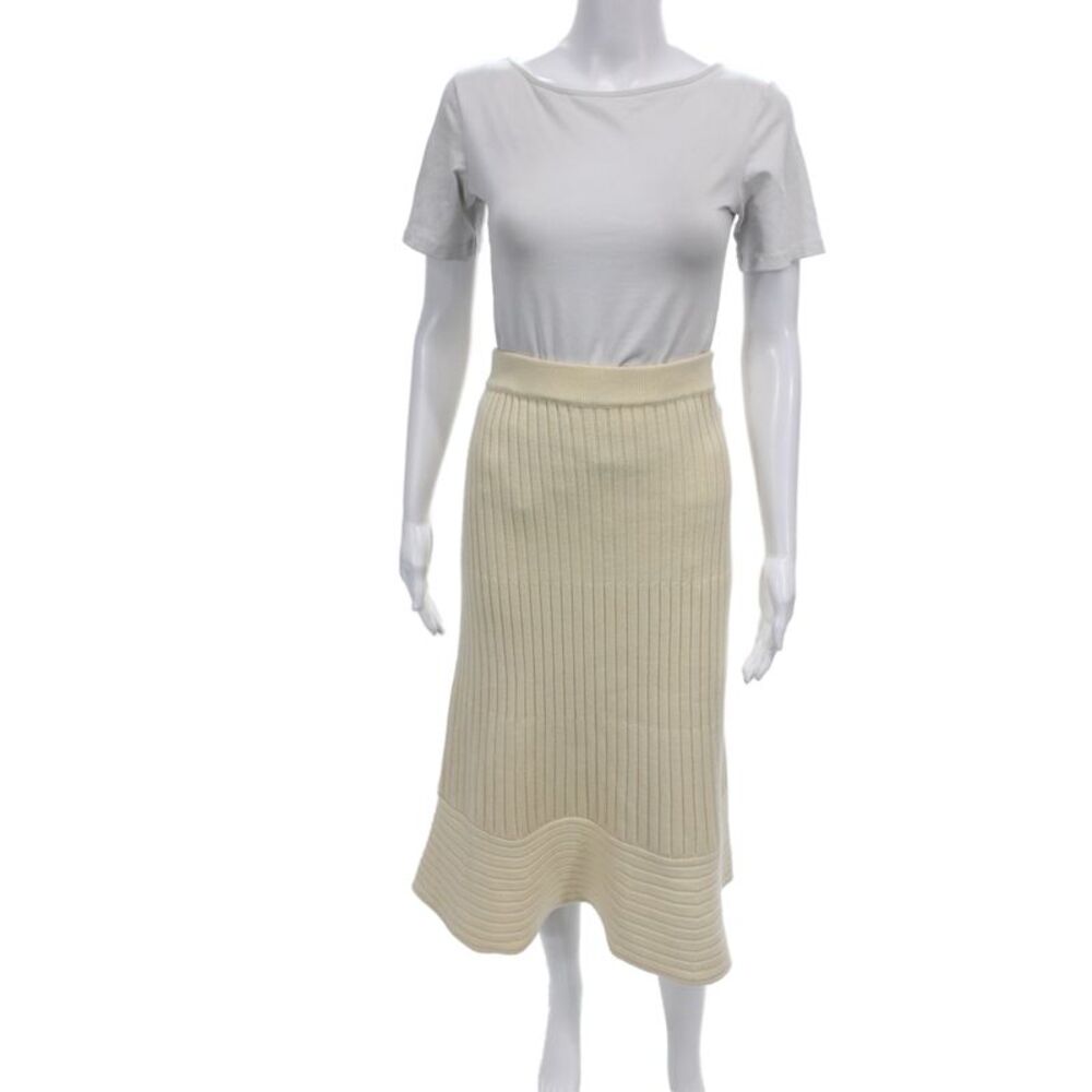 Jonathan Simkhai Womens Beige Striped A-Line Flare Long Skirt Size L